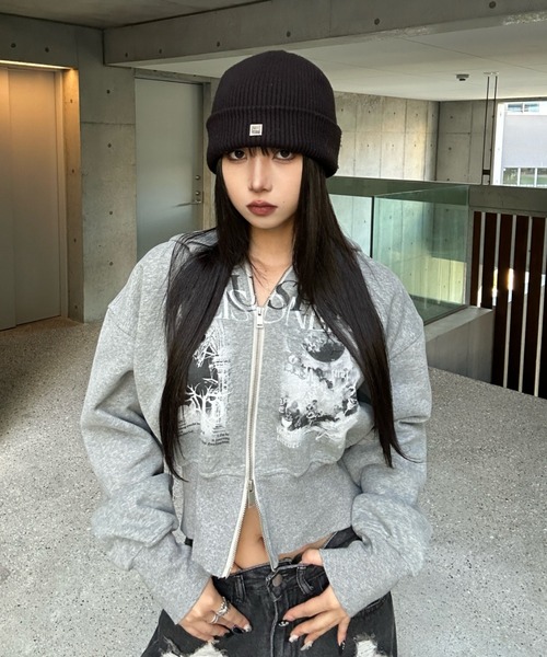 KsG パーカー ヴィンテージグラフィッククロップドパーカー レディース