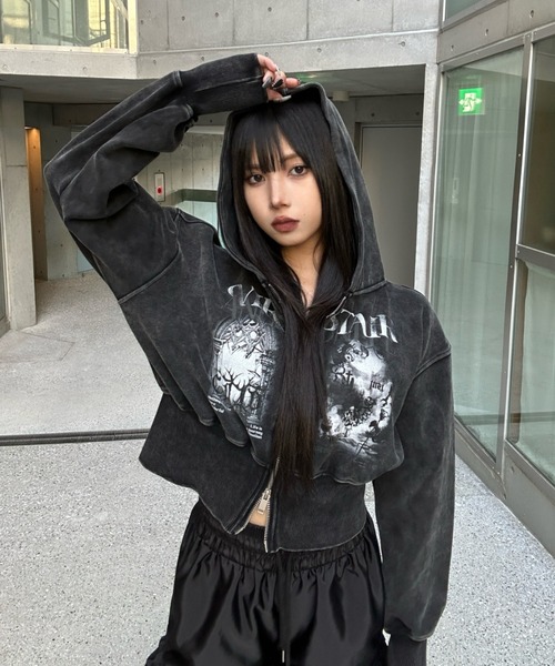 KsGパーカー KsG パーカー ヴィンテージグラフィッククロップドパーカー レディース