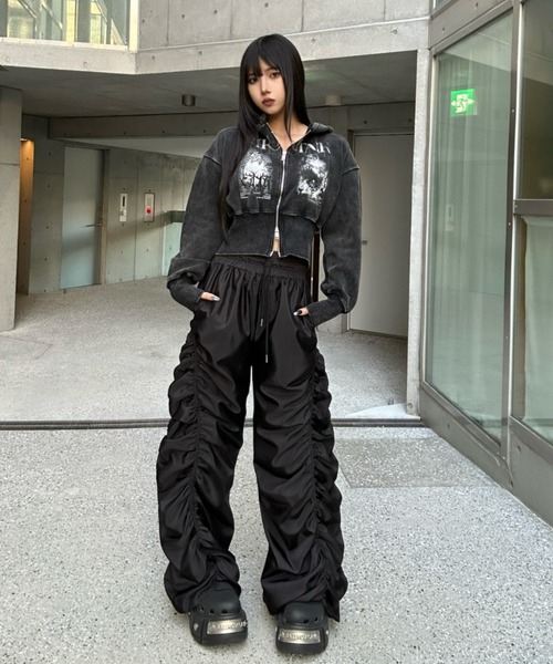 KsG パーカー ヴィンテージグラフィッククロップドパーカー レディース