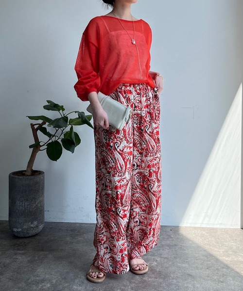 「DouDou」 長袖ニット FREE オレンジ レディース_画像4