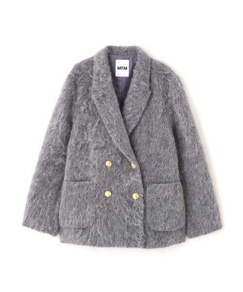 【VEQMU】モデル多数着用　シャギージャケットコート　ハーフコート　グレー VEQMU】シャギージャケットコート グレー - メルカリ