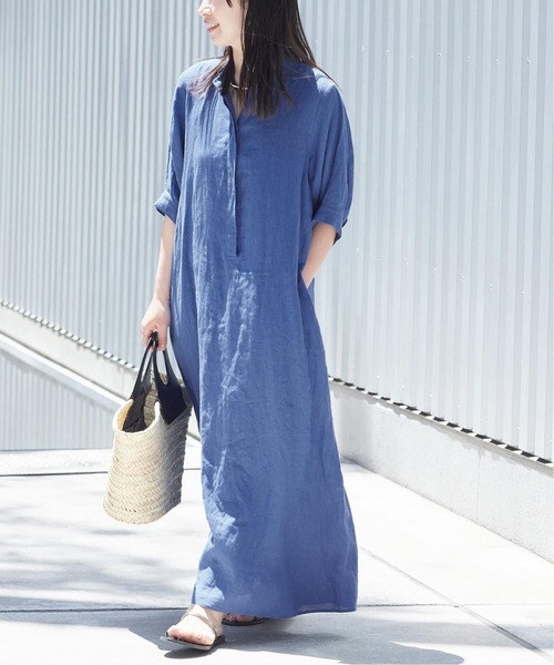 「journal standard L'essage」 7分袖ワンピース 38 ブルー レディースの画像