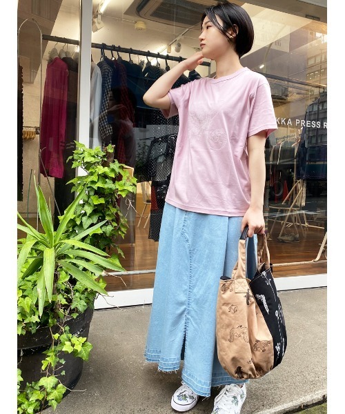 「SUPER HAKKA」 半袖Tシャツ FREE ネイビー レディース_画像5