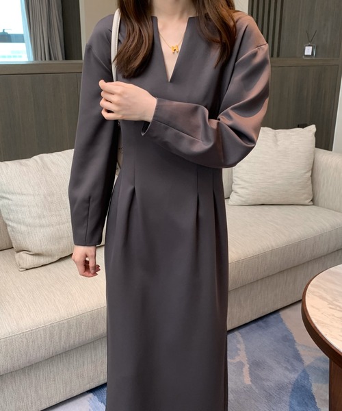 「ECLIN」 長袖ワンピース S ダークブラウン レディース_画像8