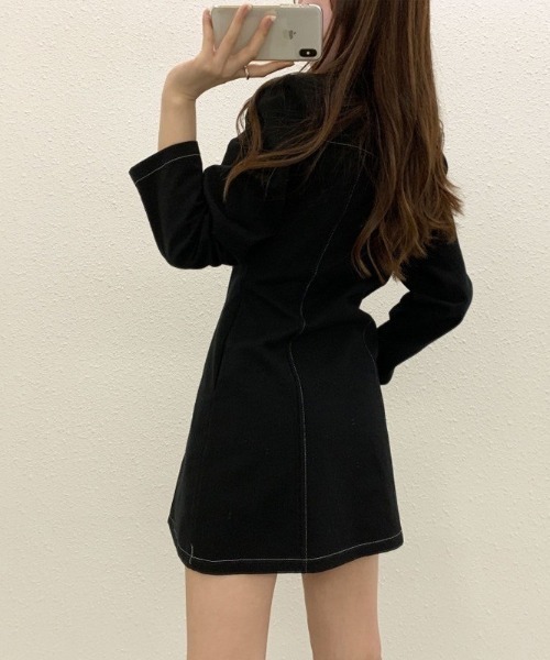 「VIBGYOR」 「BURLESQUE」長袖ワンピース FREE ブラック レディース_画像3