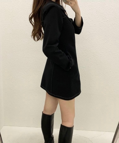 「VIBGYOR」 「BURLESQUE」長袖ワンピース FREE ブラック レディース_画像6