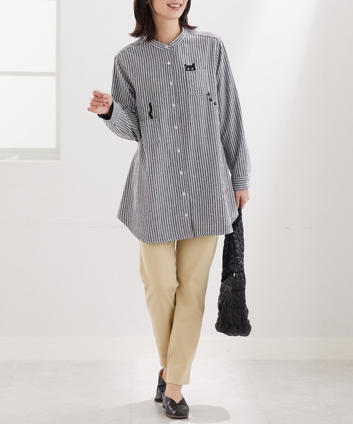 BELLUNA PLUS（ベルーナプラス） チュニック 裏フリースネコ刺しゅう