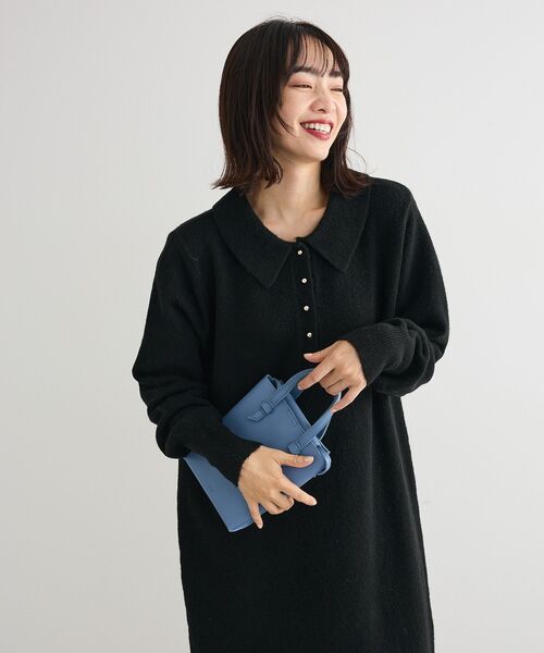 Green Parks（グリーンパークス） ワンピース 金釦ポロシャツニット