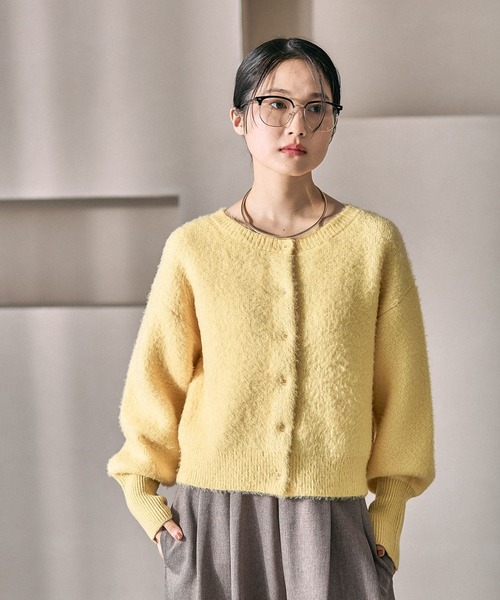 LEPSIM（レプシィム） カーディガン 7ゲージ袖リブシャギー