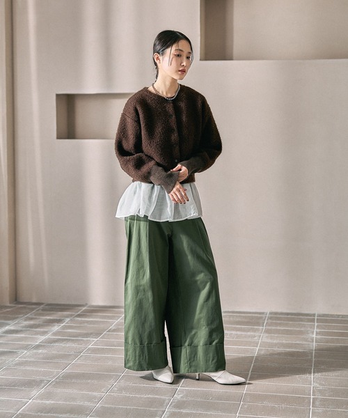 LEPSIM（レプシィム） カーディガン 7ゲージ袖リブシャギー