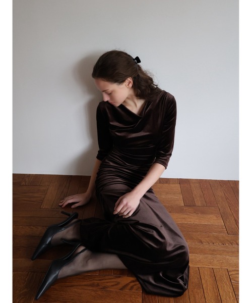 celon ワンピース shirring drape velour dress : ZOZOTOWN Yahoo!店