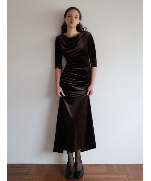 celon ワンピース shirring drape velour dress : ZOZOTOWN Yahoo!店