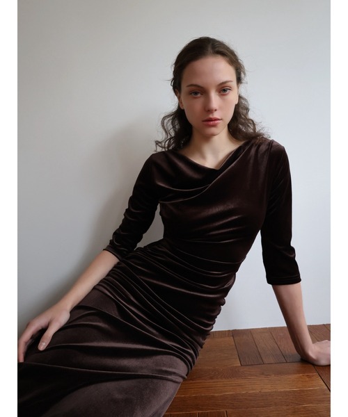 ワンピース celon / shirring drape velour dress celon ワンピース shirring drape velour dress : ZOZOTOWN Yahoo!店