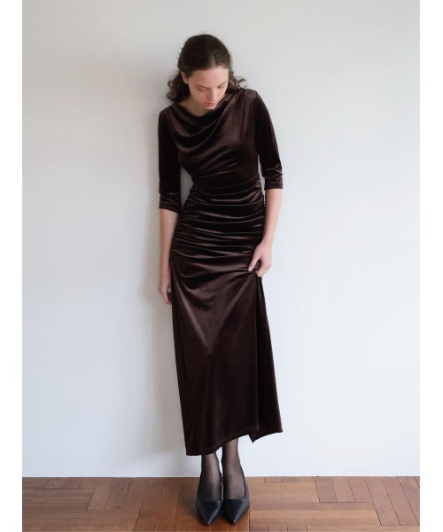 celon ワンピース shirring drape velour dress : ZOZOTOWN Yahoo!店
