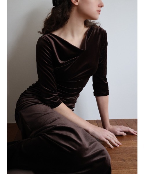 celon ワンピース shirring drape velour dress : ZOZOTOWN Yahoo!店