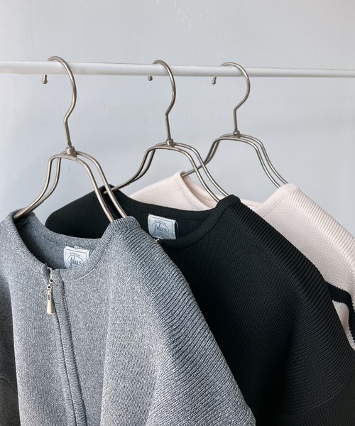 「AS KNOW AS plus」 ニットカーディガン FREE ホワイト×ブラック レディース_画像9