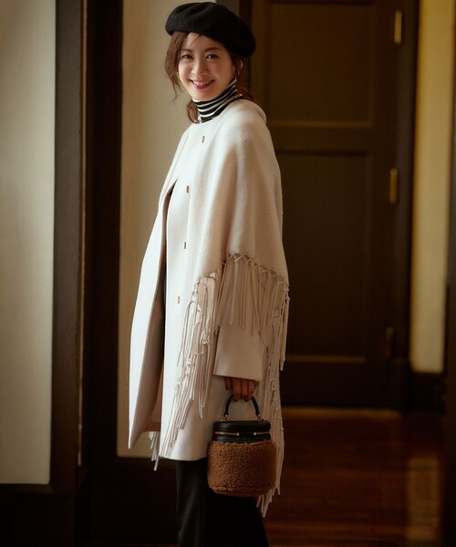 「23区」 ノーカラーコート 36 ブルー レディース_画像2