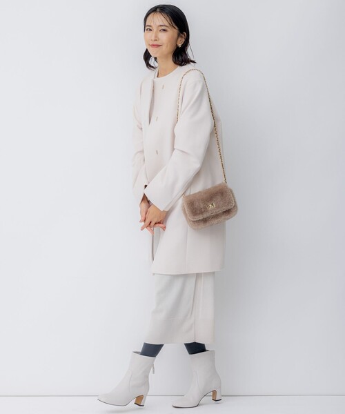 「23区」 ノーカラーコート 36 ブルー レディース_画像4