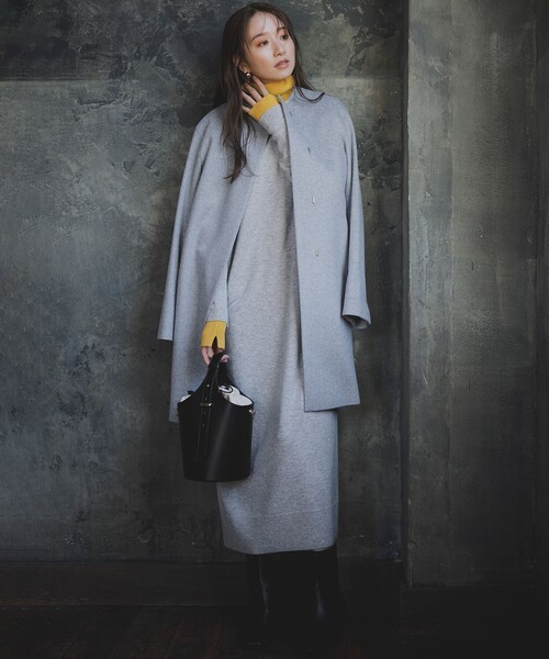 「23区」 ノーカラーコート 36 ブルー レディース_画像5