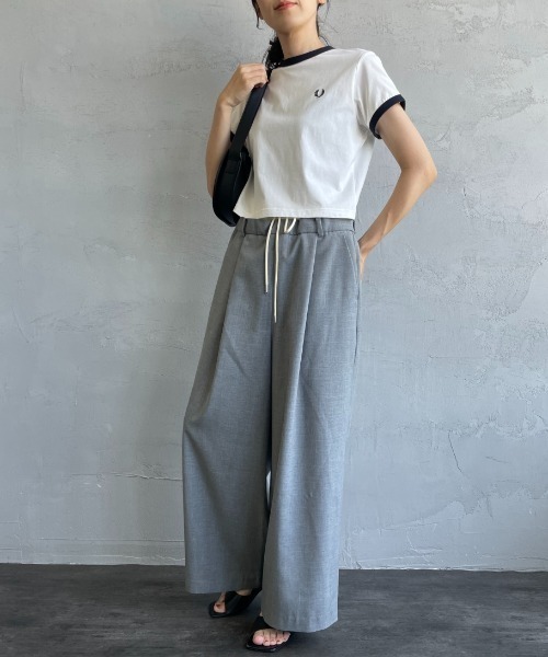 tシャツ 「FRED PERRY/フレッドペリー」 クロップド丈 ショートスリーブリンガーTシャツ レディースの画像