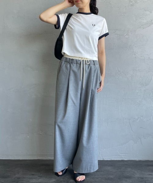 tシャツ 「FRED PERRY/フレッドペリー」 クロップド丈 ショートスリーブリンガーTシャツ レディースの画像
