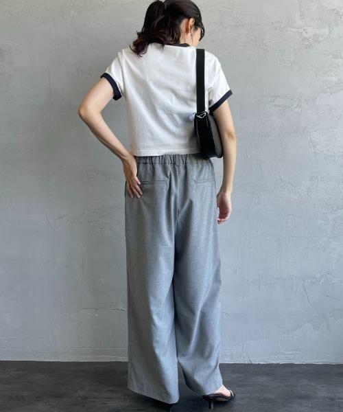 tシャツ 「FRED PERRY/フレッドペリー」 クロップド丈 ショートスリーブリンガーTシャツ レディースの画像