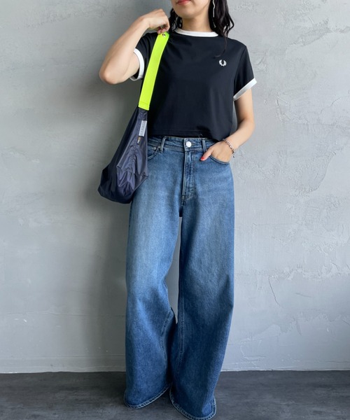 tシャツ 「FRED PERRY/フレッドペリー」 クロップド丈 ショートスリーブリンガーTシャツ レディースの画像