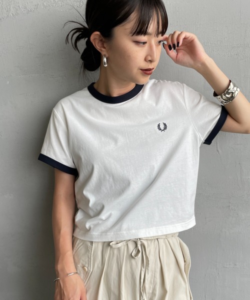 tシャツ 「FRED PERRY/フレッドペリー」 クロップド丈 ショートスリーブリンガーTシャツ レディースの画像