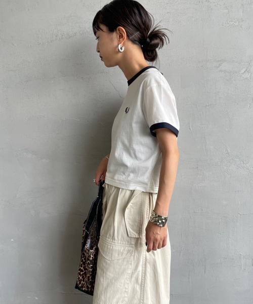 tシャツ 「FRED PERRY/フレッドペリー」 クロップド丈 ショートスリーブリンガーTシャツ レディースの画像