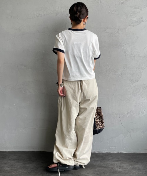 tシャツ 「FRED PERRY/フレッドペリー」 クロップド丈 ショートスリーブリンガーTシャツ レディースの画像