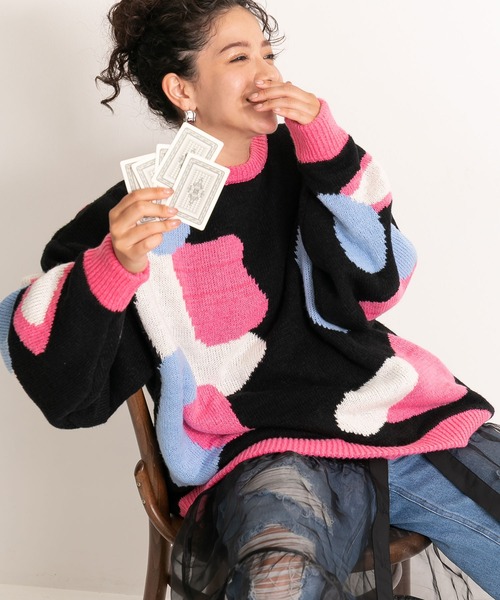 「bohmal」 長袖ニット FREE ネイビー レディース_画像8