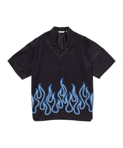 BEAMS（ビームス） シャツ ファイヤーパターン オープンカラーシャツ