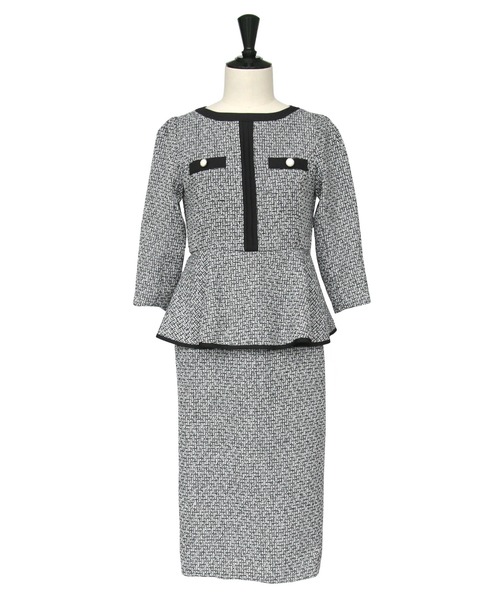 「RUIRUE BOUTIQUE」 7分袖ワンピース L ネイビー レディース_画像2