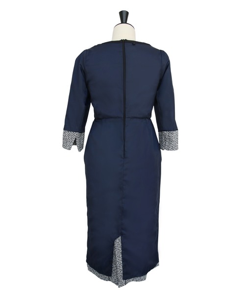 「RUIRUE BOUTIQUE」 7分袖ワンピース L ネイビー レディース_画像5