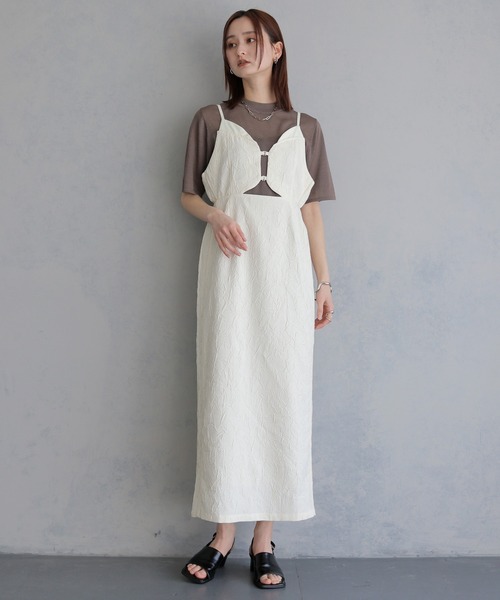 &g'aime（アンジェム） ワンピース 」シワ加工キャミワンピース