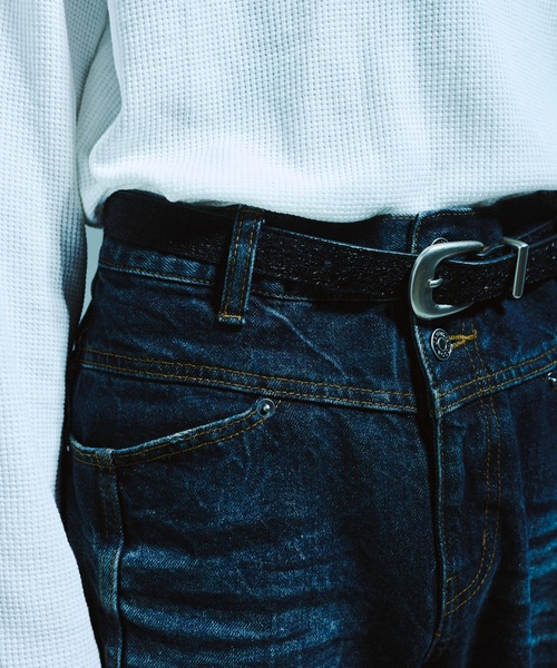本革＆ハラコ ウエスタン系飾りベルト　ウエストベルト Camphor wood ベルト VEGAN HARAKO WESTERN BELT / ヴィーガンハラコ