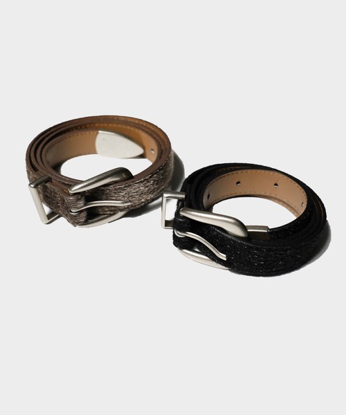 本革＆ハラコ ウエスタン系飾りベルト　ウエストベルト Camphor wood ベルト VEGAN HARAKO WESTERN BELT / ヴィーガンハラコ