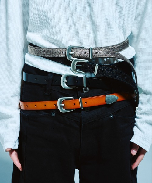 本革＆ハラコ ウエスタン系飾りベルト　ウエストベルト Camphor wood ベルト VEGAN HARAKO WESTERN BELT / ヴィーガンハラコ