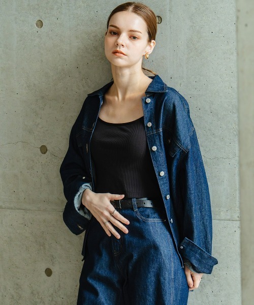 秋NEW■超伸縮 カットデニム セットアップ 紺L Maison INNESS セットアップ 「ZOZO限定」「i Deni」6.7ozデニム