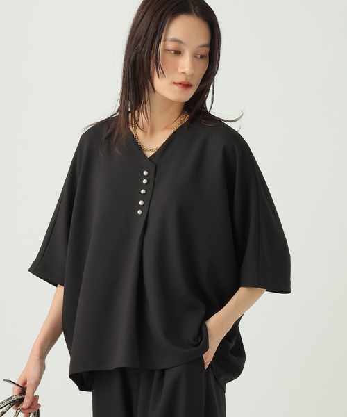 ブラウス シャツ 「UV・防シワ・接触冷感」サラサラリラクシーVネックプルオーバー/656790 レディースの画像