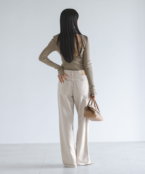 完売品NEEDBYHERITAGEベージュ デニム ワイドパンツ サイズ24 NEEDBY heritage（ニードバイヘリテージ） ワイドパンツ ジーンズ