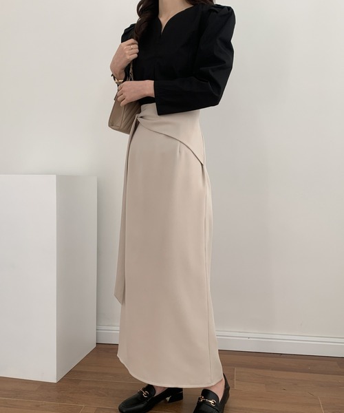 「ECLIN」 ロングスカート S ダークブラウン レディース_画像4