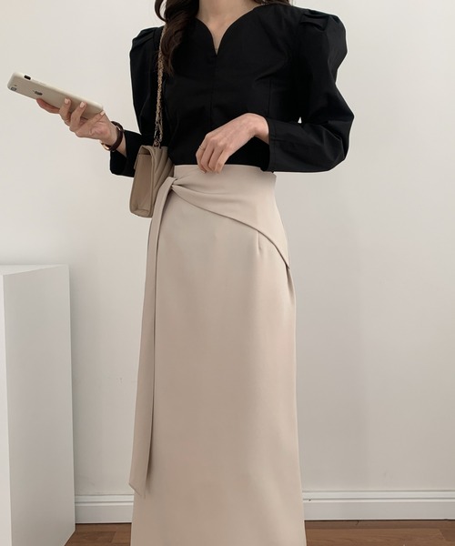 「ECLIN」 ロングスカート S ダークブラウン レディース_画像6