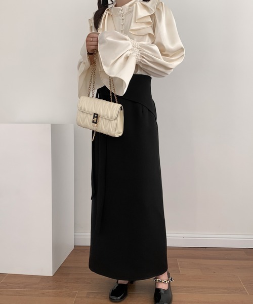 「ECLIN」 ロングスカート S ダークブラウン レディース_画像9