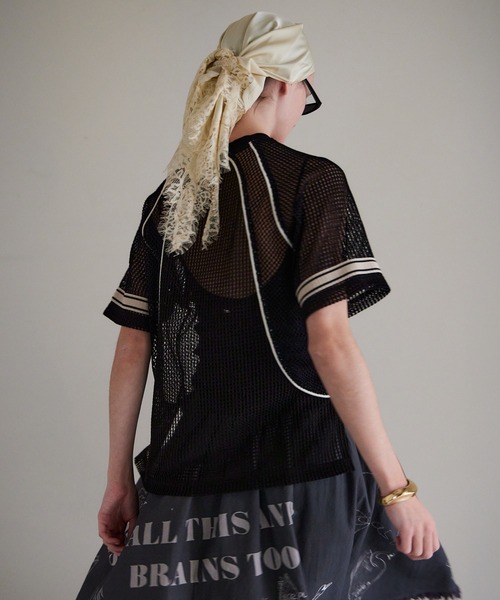 MAISON SPECIAL ナンバリングメッシュ半袖Tシャツ ブラック MAISON SPECIAL（メゾンスペシャル） tシャツ 半袖 Numbering Mesh T