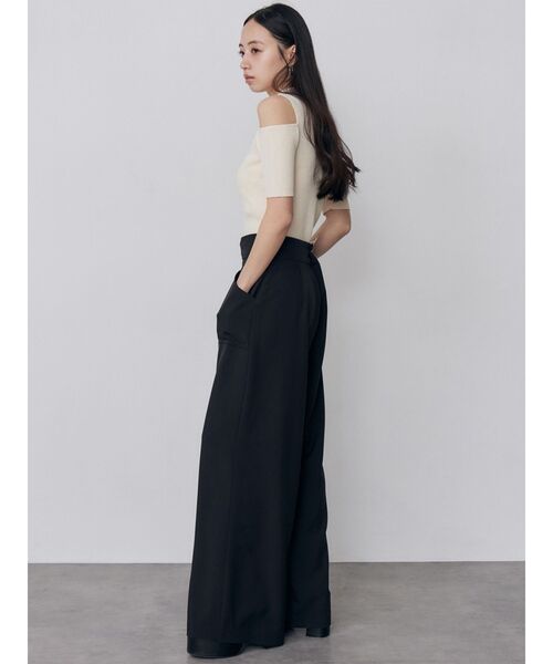 ワイドパンツ パンツ ハイウエストデザインパンツ　夏服 レディースの画像