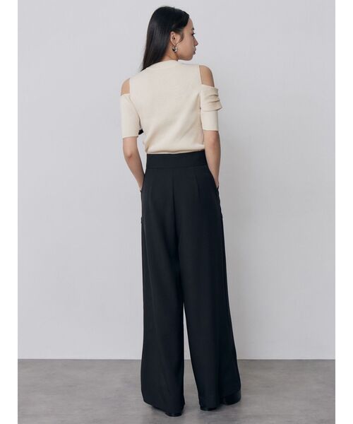 ワイドパンツ パンツ ハイウエストデザインパンツ　夏服 レディースの画像