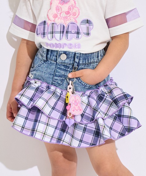 ANAP kids（アナップキッズ） スカート POMPOMチャーム付 チェック