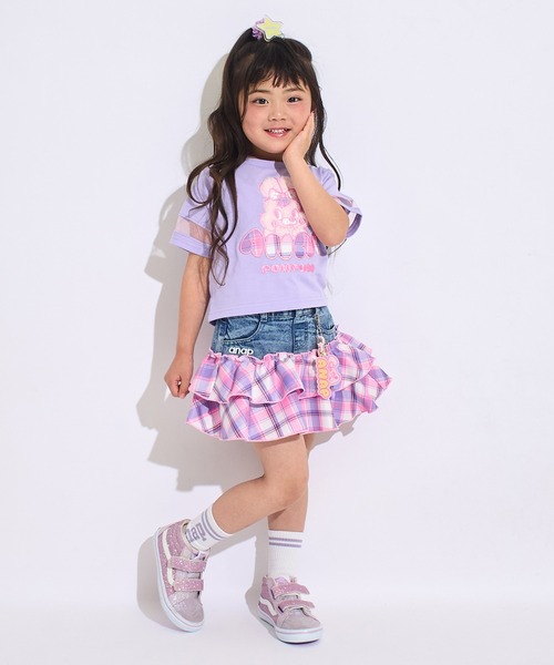 ANAP kids（アナップキッズ） スカート POMPOMチャーム付 チェック