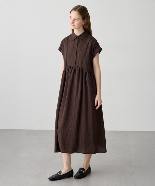 ワンピース 「WEB限定」ストライプ柄ギャザーシャツワンピースの画像